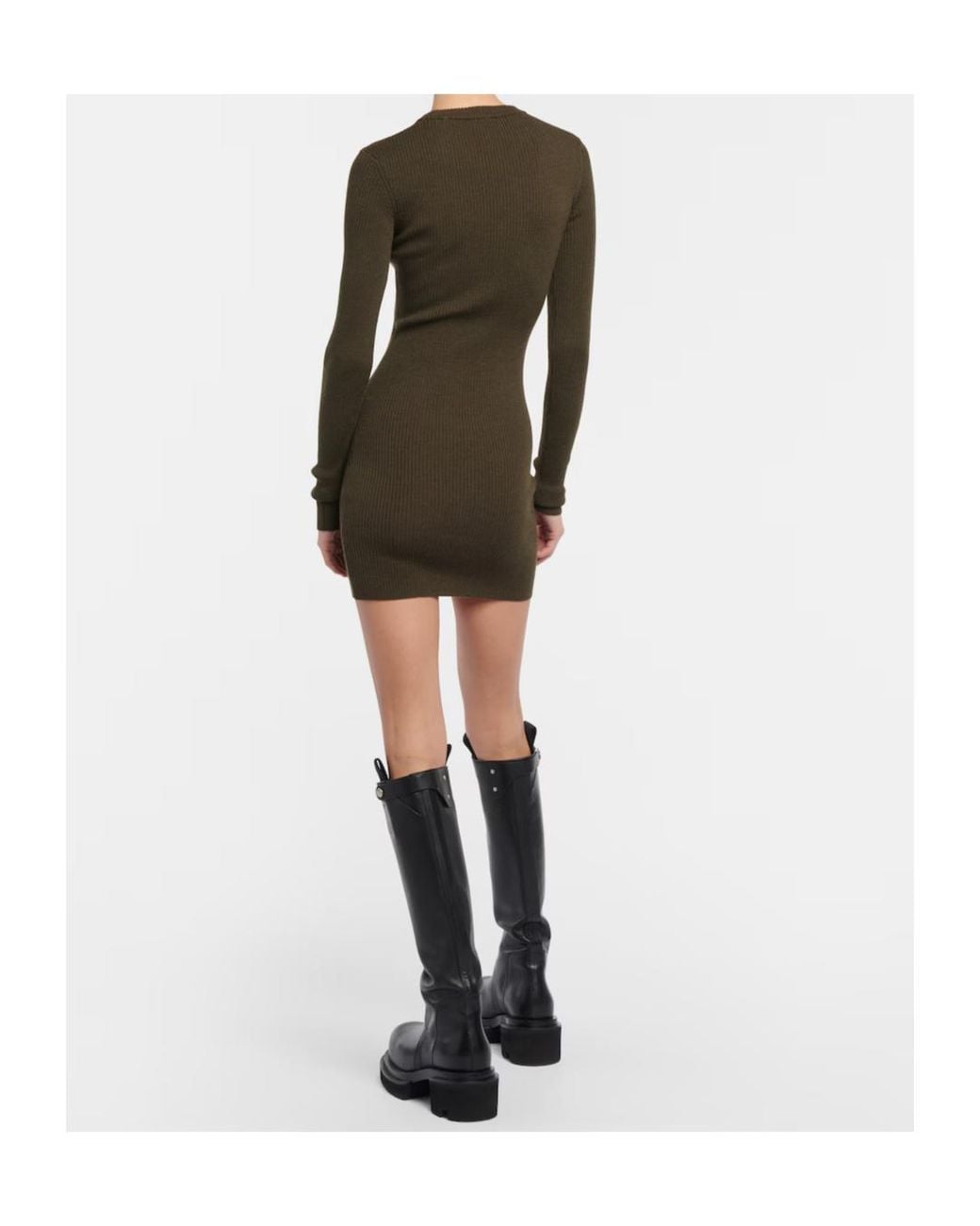 Wardrobe NYC Green Ribbed Knit Crew Neck Dress