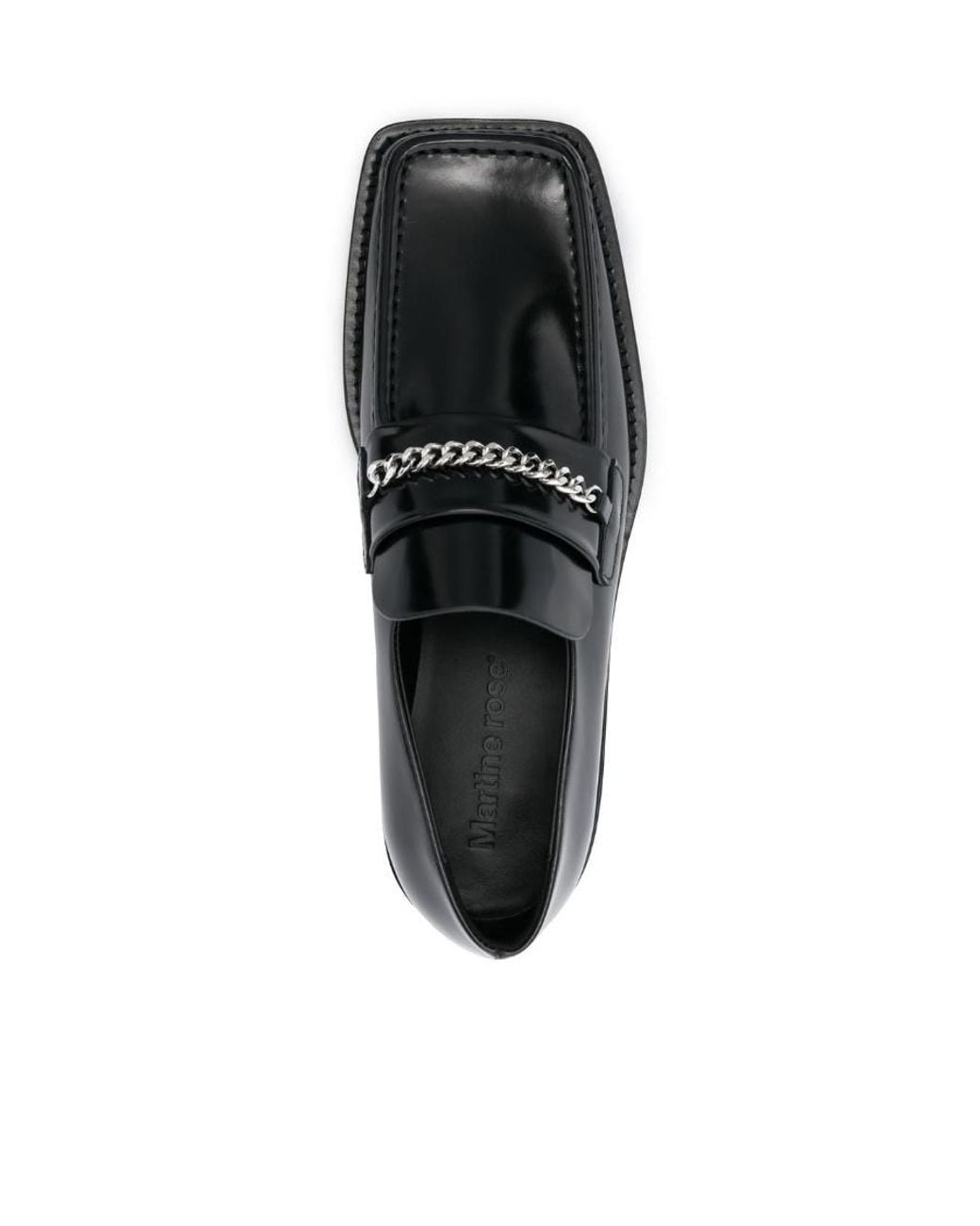 Martine Rose Black Chain-Detail Square-Toe Loafers