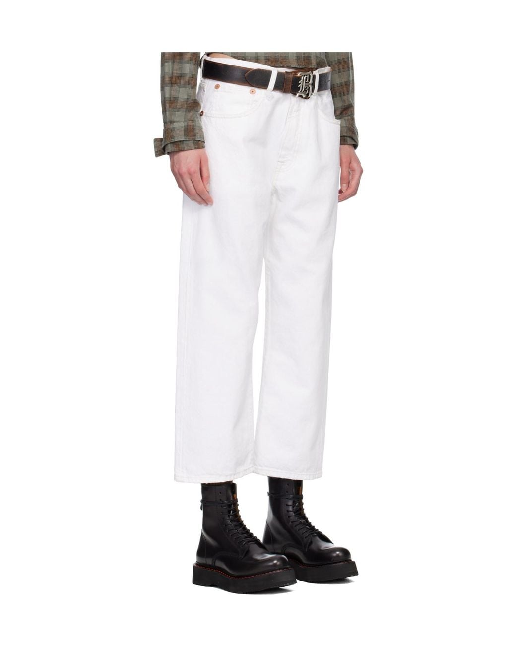 R13 White Belt Loop Jeans