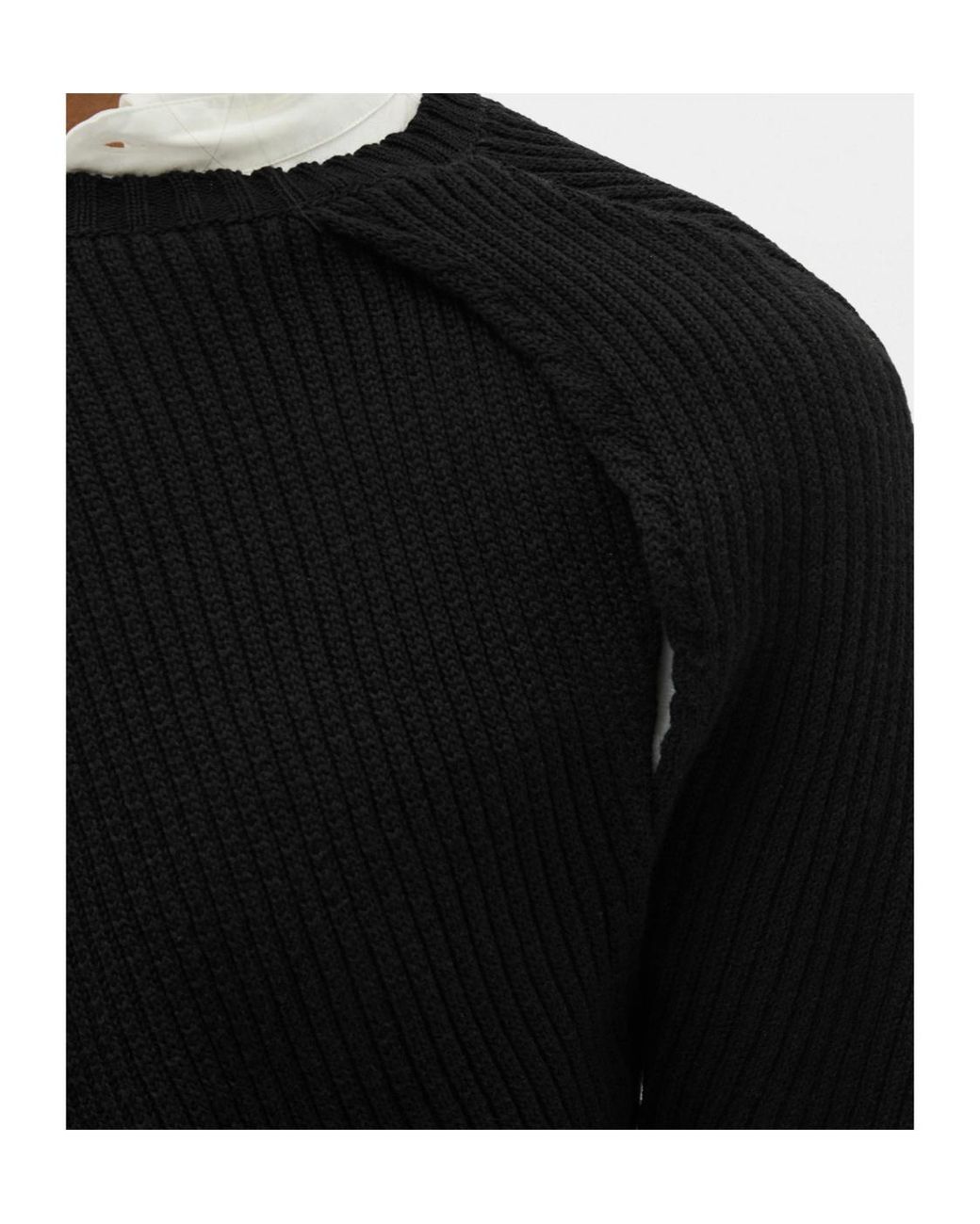 Ann Demeulemeester Black Ribbed-Knit Sweater for men