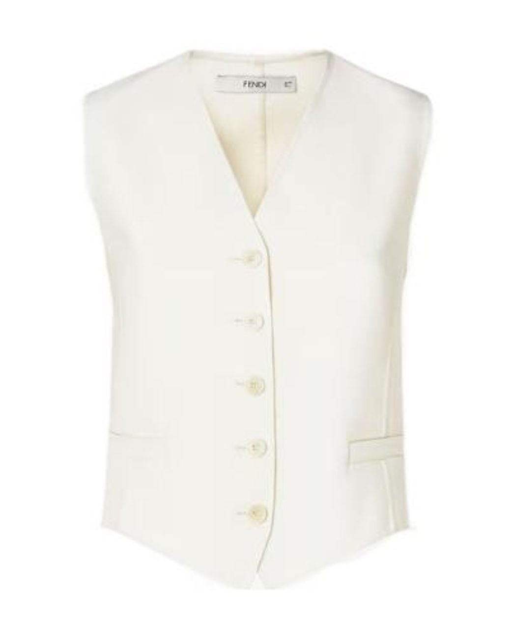 Fendi White Ivory Wool Gilet