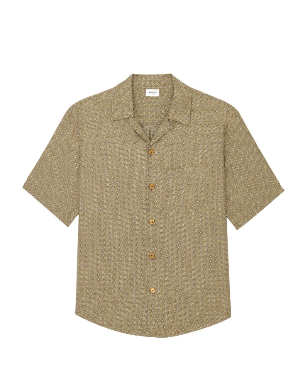 Saint Laurent Natural Geometric Silk Short-Sleeve Shirt for men