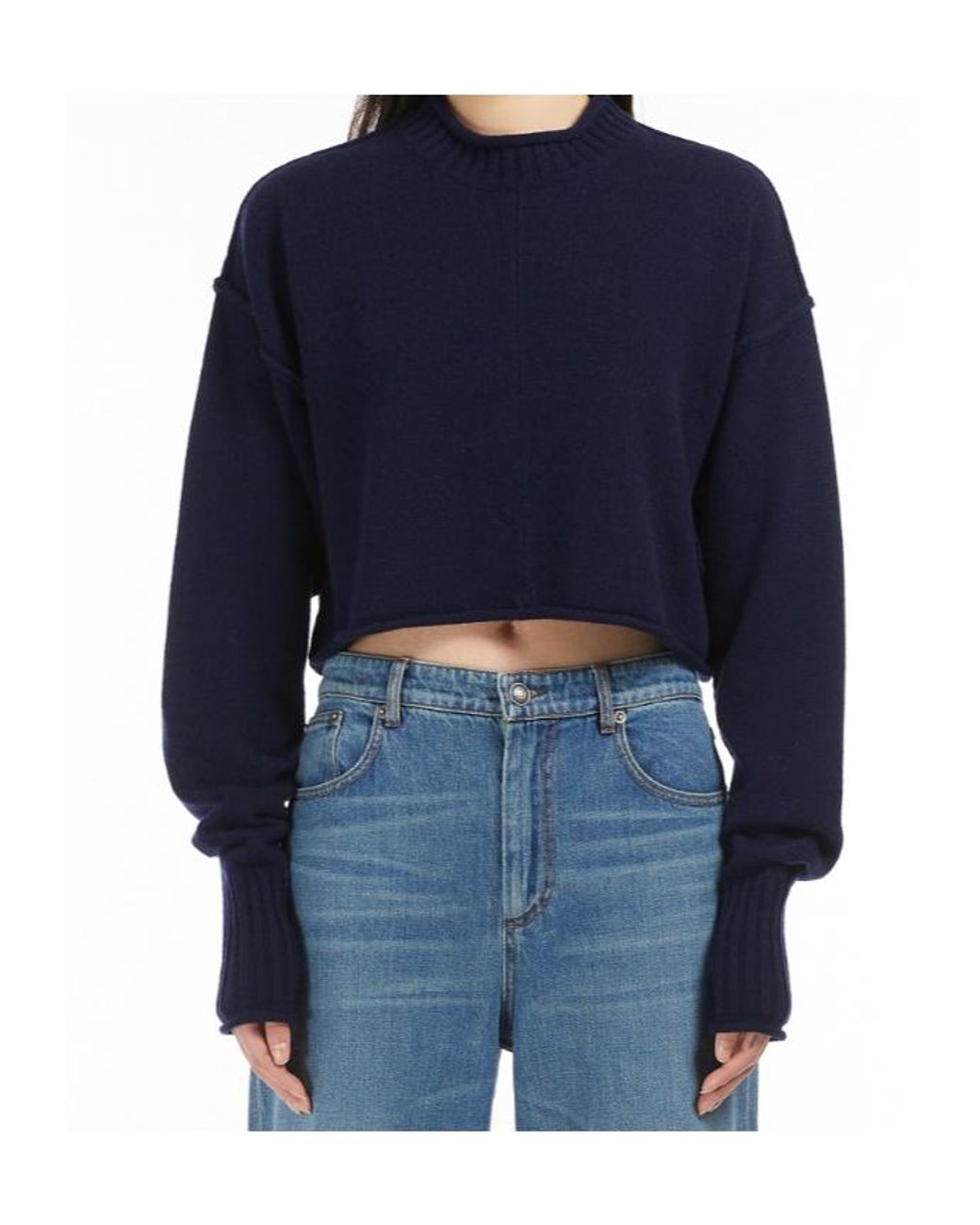Sportmax Blue Crewneck Long-Sleeved Jumper