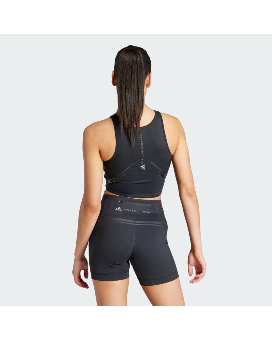 Adidas By Stella McCartney Black Logo-Print Cropped Top