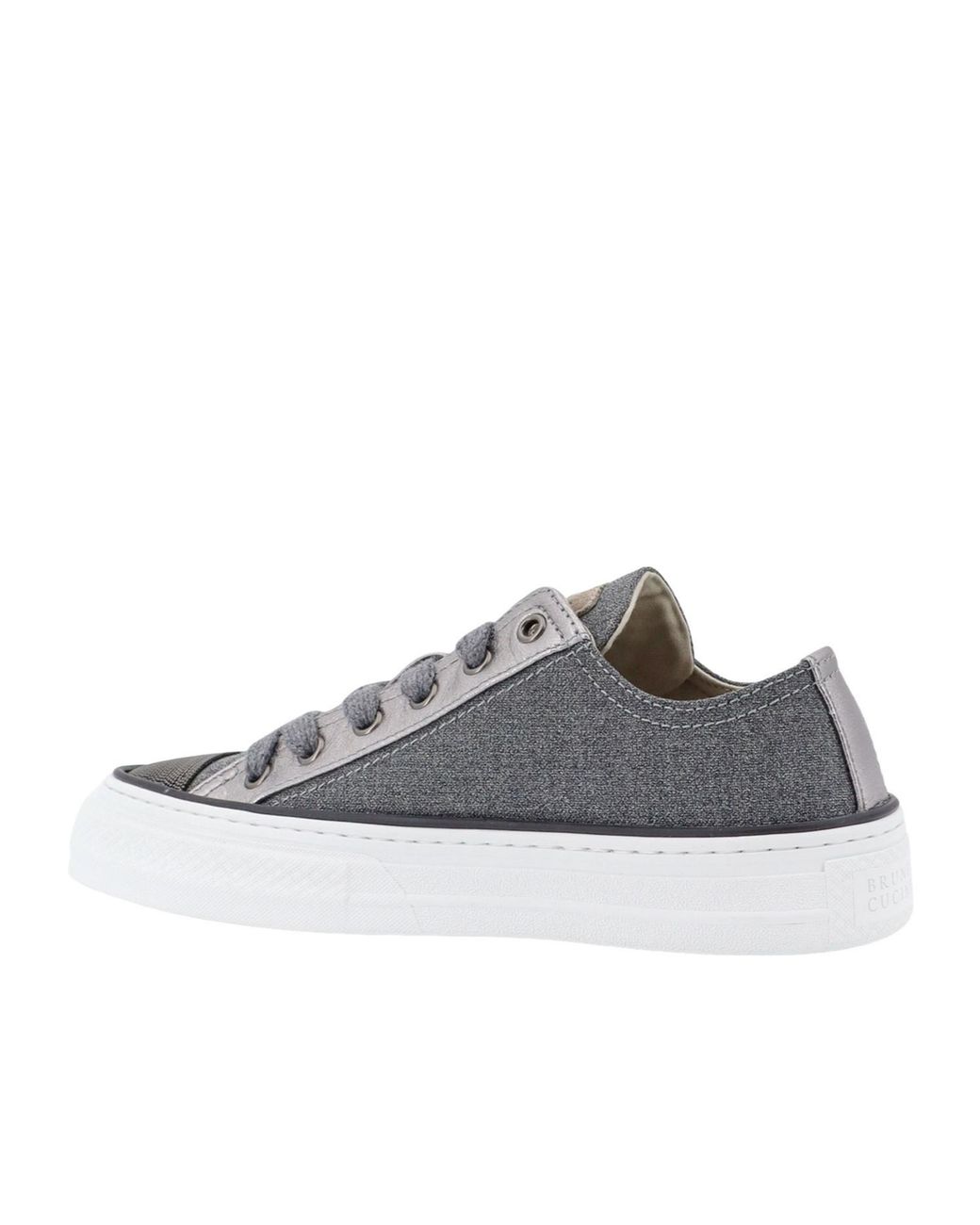 Brunello Cucinelli Gray Panelled Lace-Up Sneakers