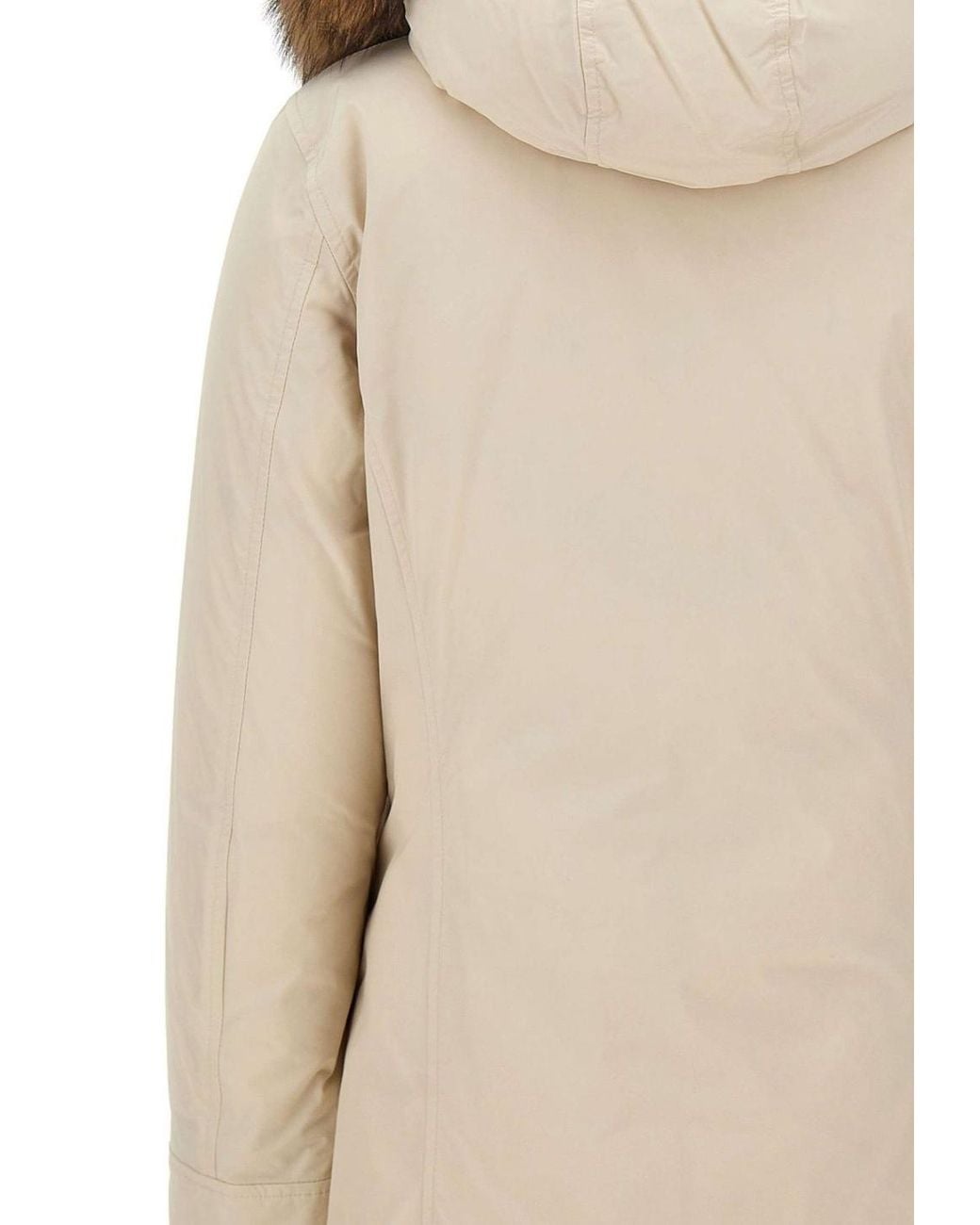 Woolrich Natural Arctic Hooded Fur Trim Parka Coat