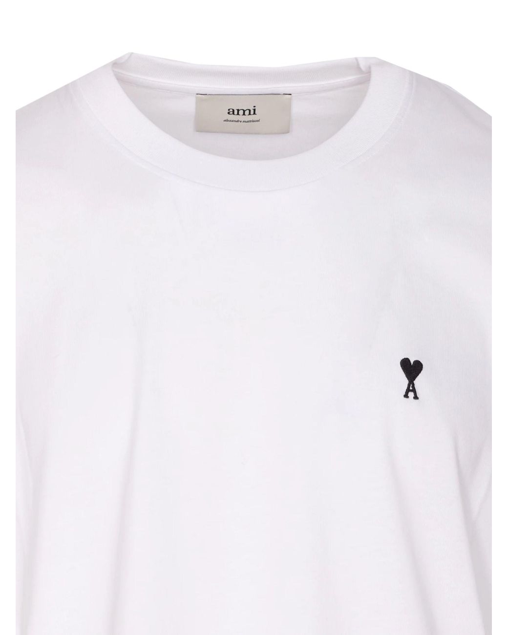 AMI White Ami Heart Logo Crewneck T-Shirt for men