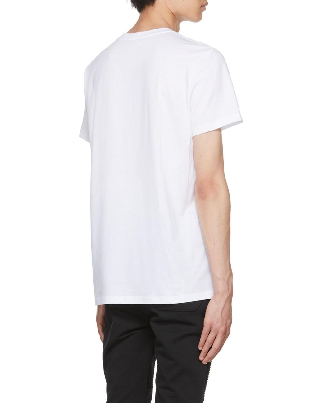 Balmain White Logo Printed Crewneck T-Shirt for men