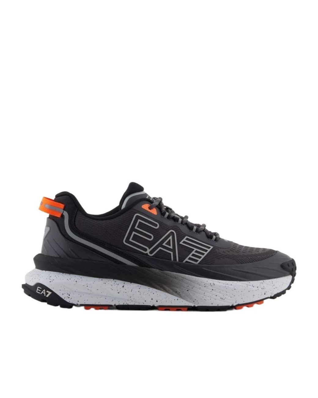 EA7 Black Logo Printed Lace-Up Sneakers for men