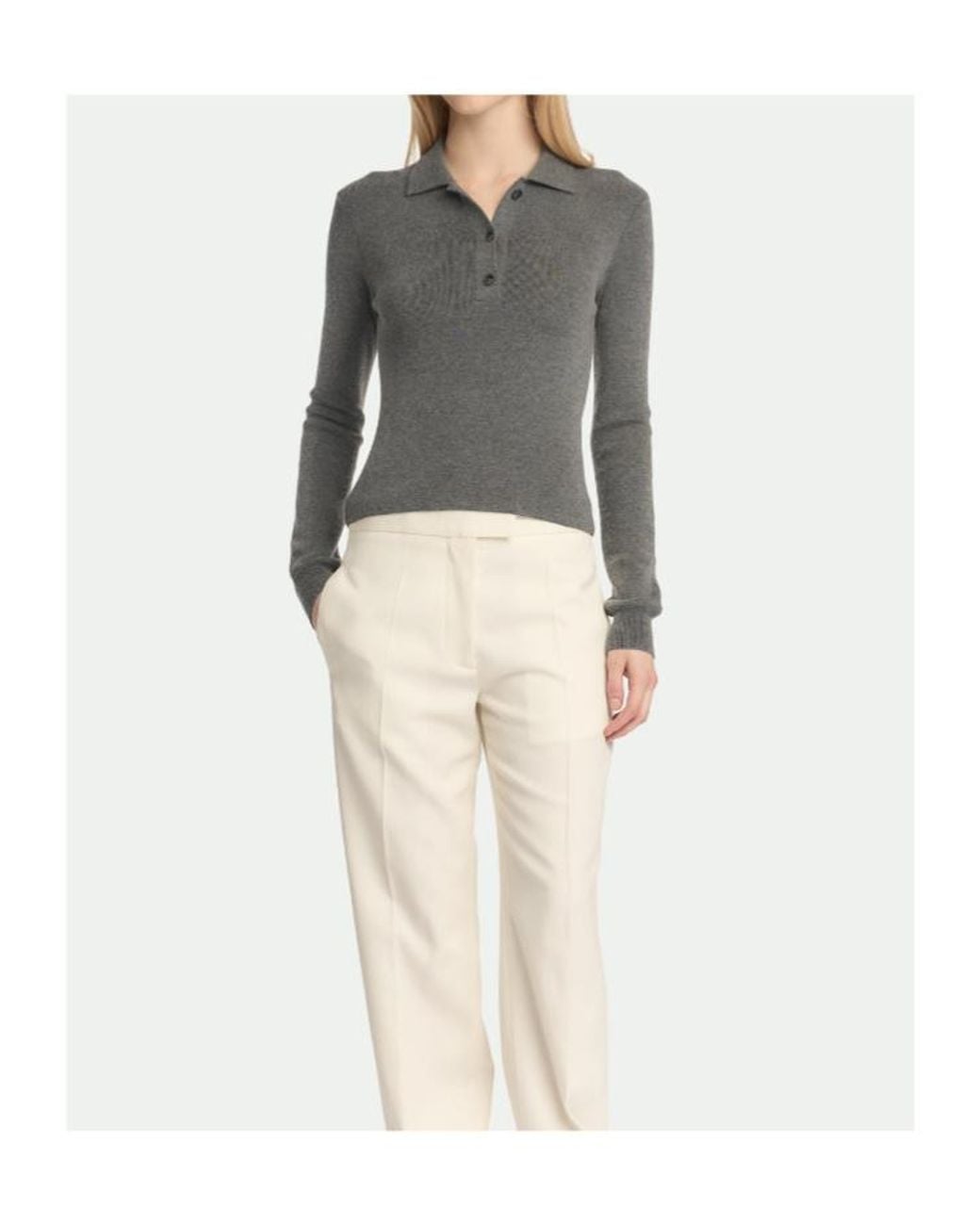 Malo Gray Long-Sleeved Buttoned Polo Shirt