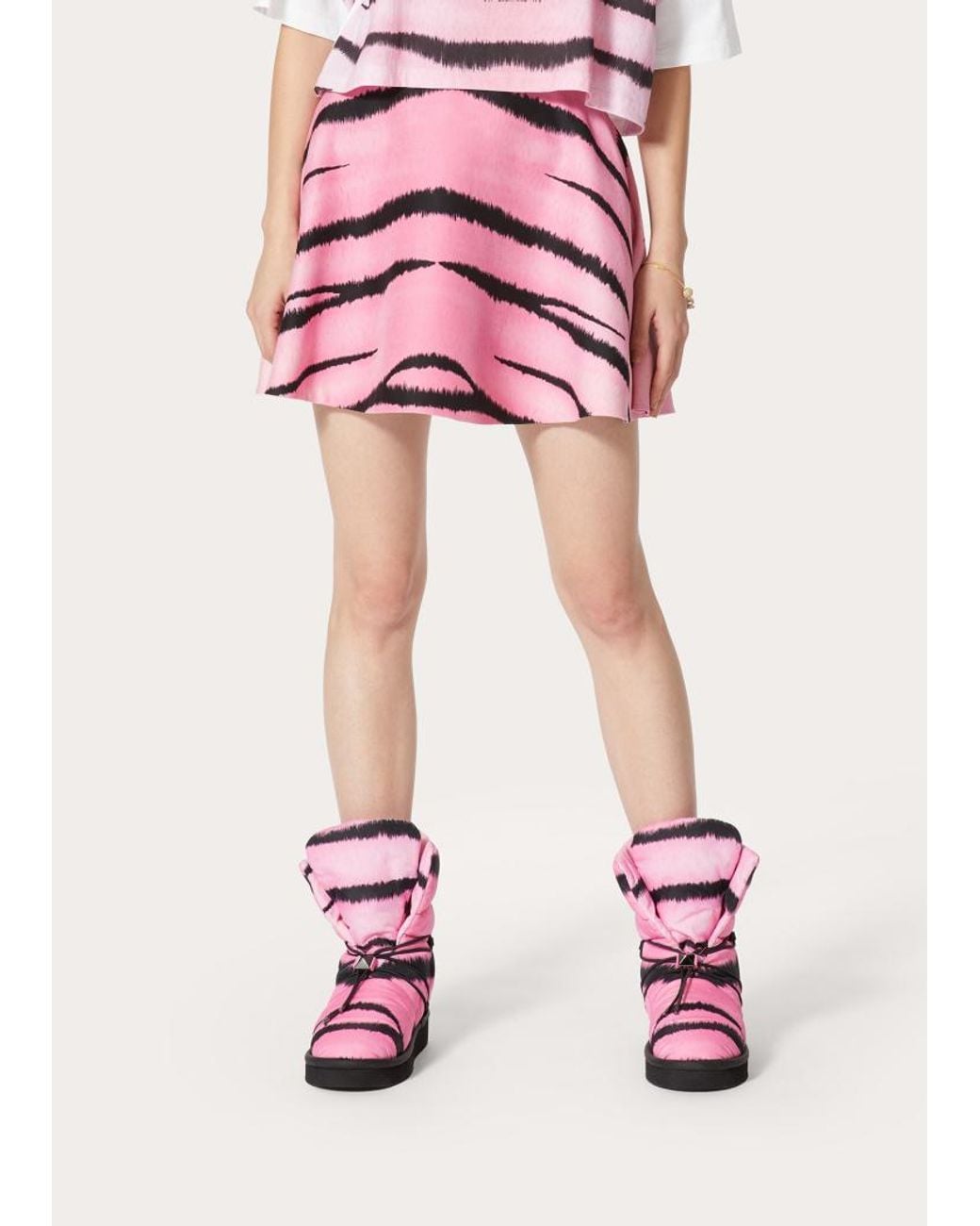 Valentino Pink Tiger 1967 Printed Crepe Couture Mini Skirt