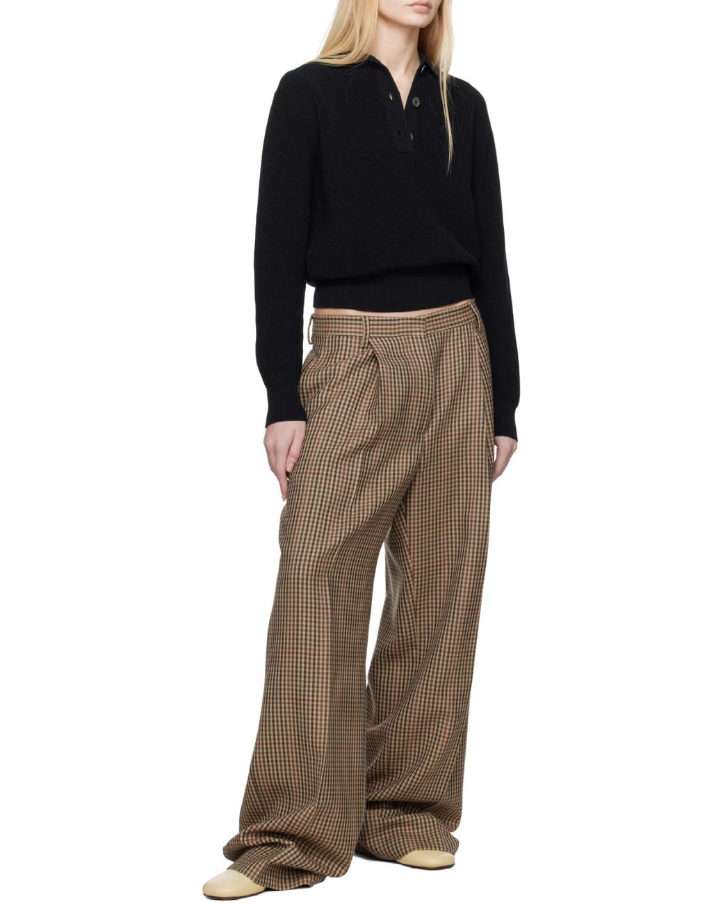 Studio Nicholson Black Chesapeake Long Sleeved Polo Top