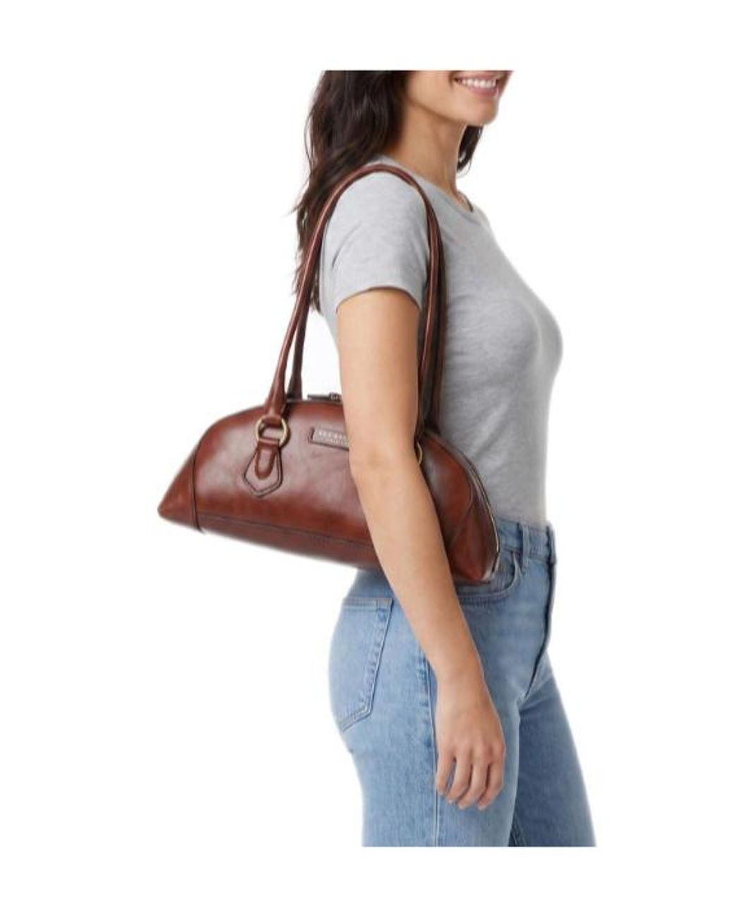 The Bridge Brown Magda Leather Shoulder Bag