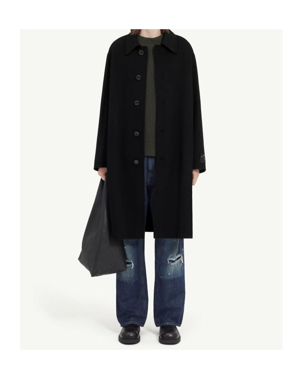 MM6 by Maison Margiela Black Oversized Single-Breasted Coat for men