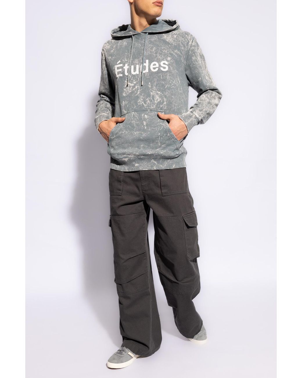 Etudes Studio Gray Logo Print Hooded Sweater for men