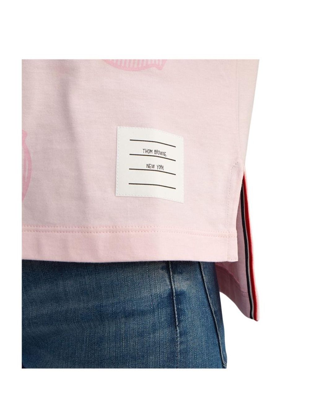 Thom Browne Pink Anchor Printed Crewneck T-Shirt