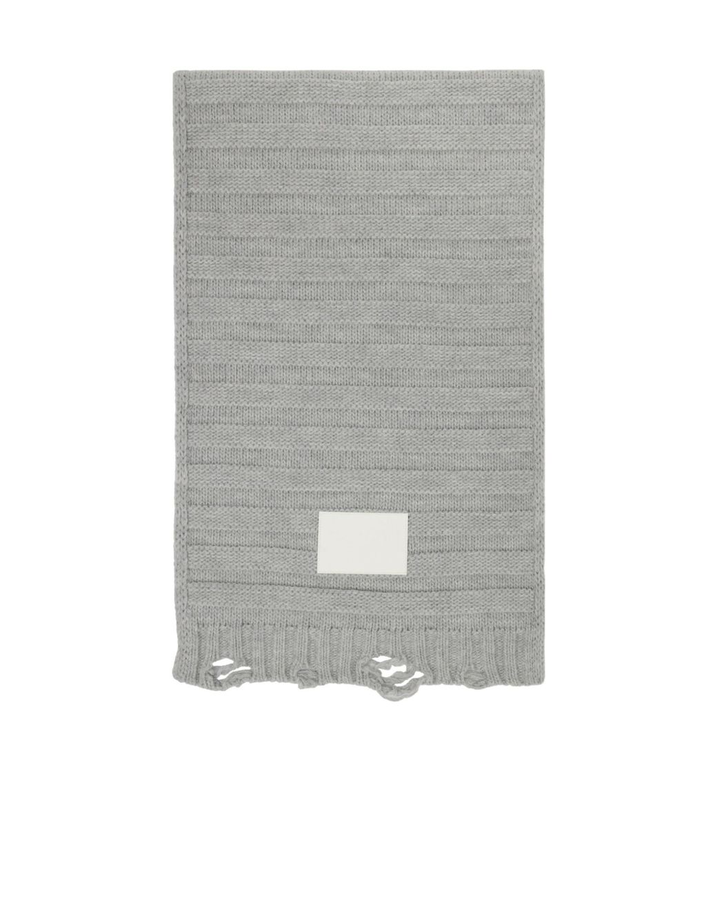 MM6 by Maison Margiela Gray Logo Patch Distressed Knitted Scarf