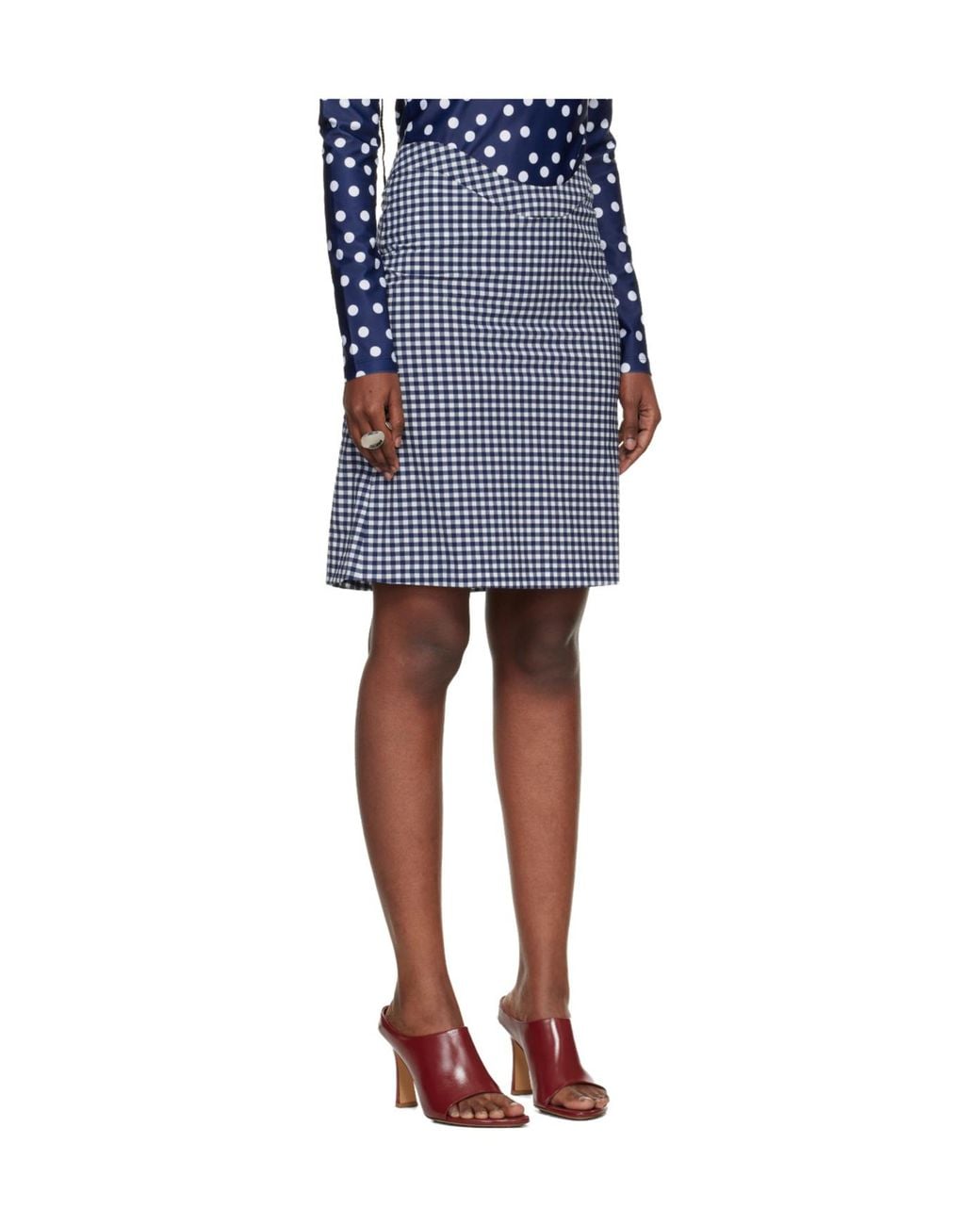 Jean Paul Gaultier Blue Plaid Midi Skirt