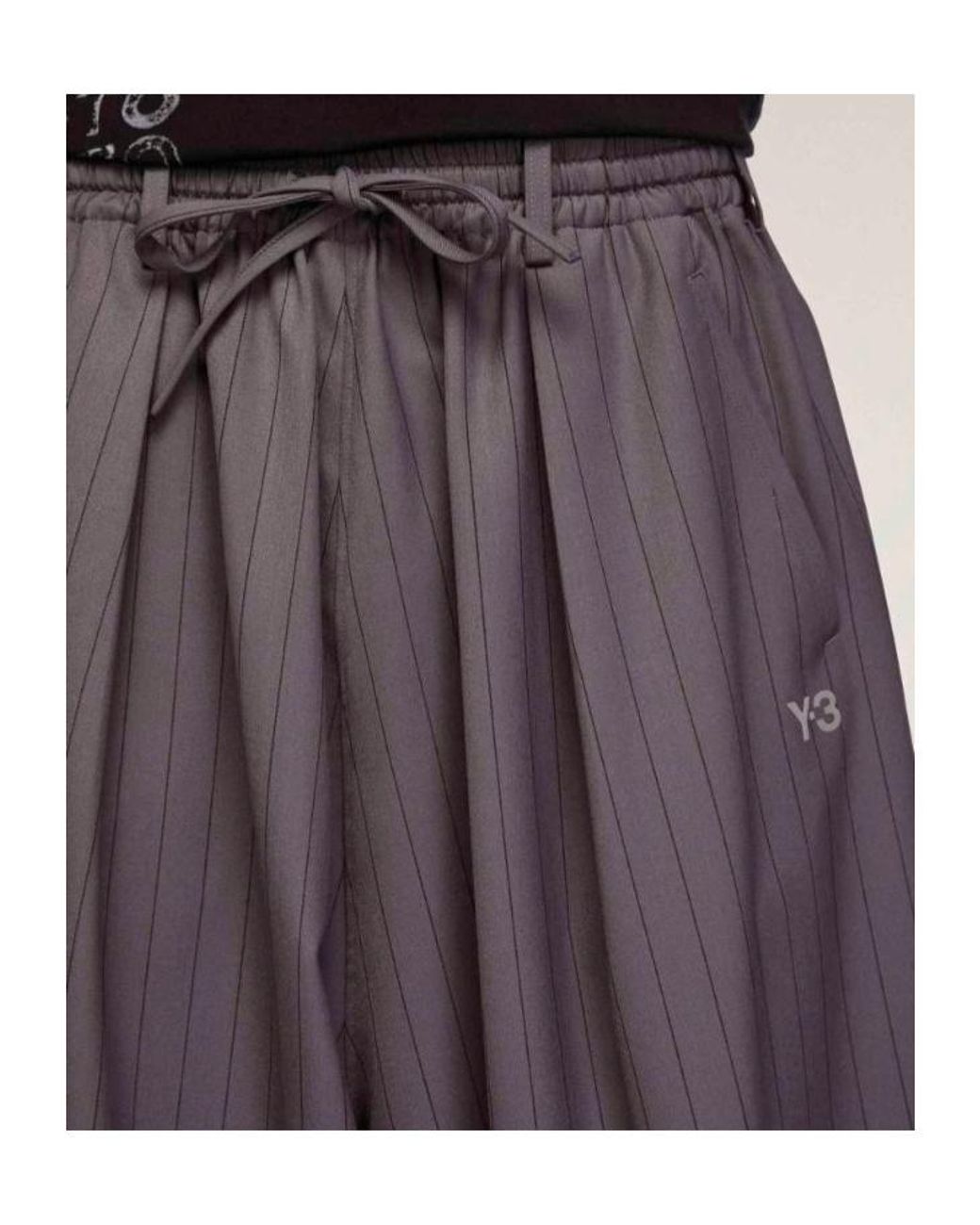Y-3 Gray Pinstripe Drawstring Trousers for men