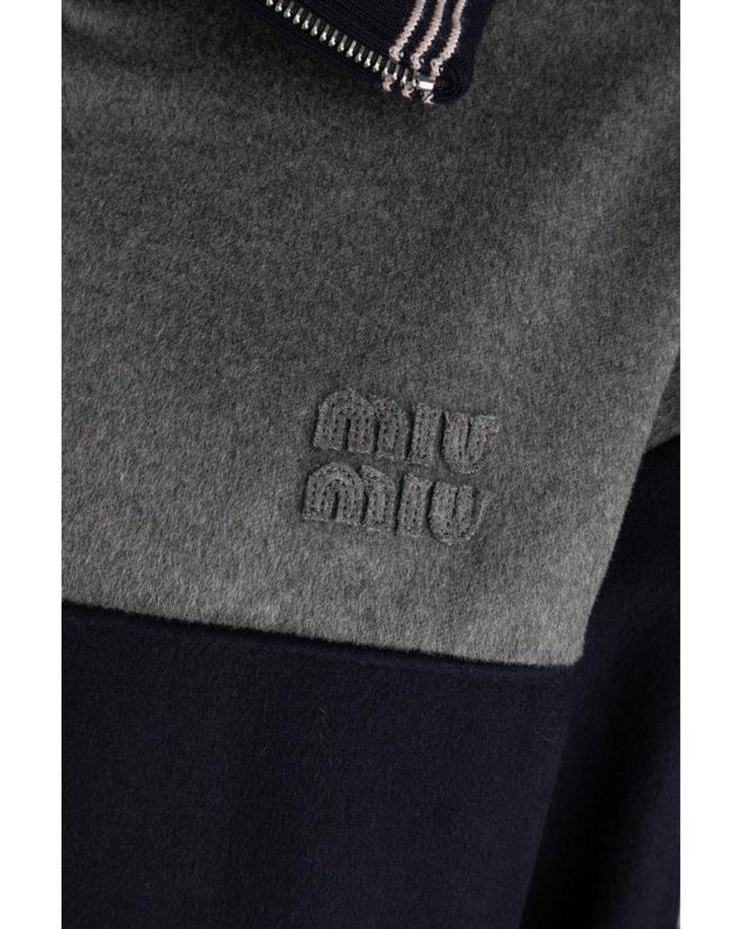 Miu Miu Blue Wool-Cashmere Bomber Jacket