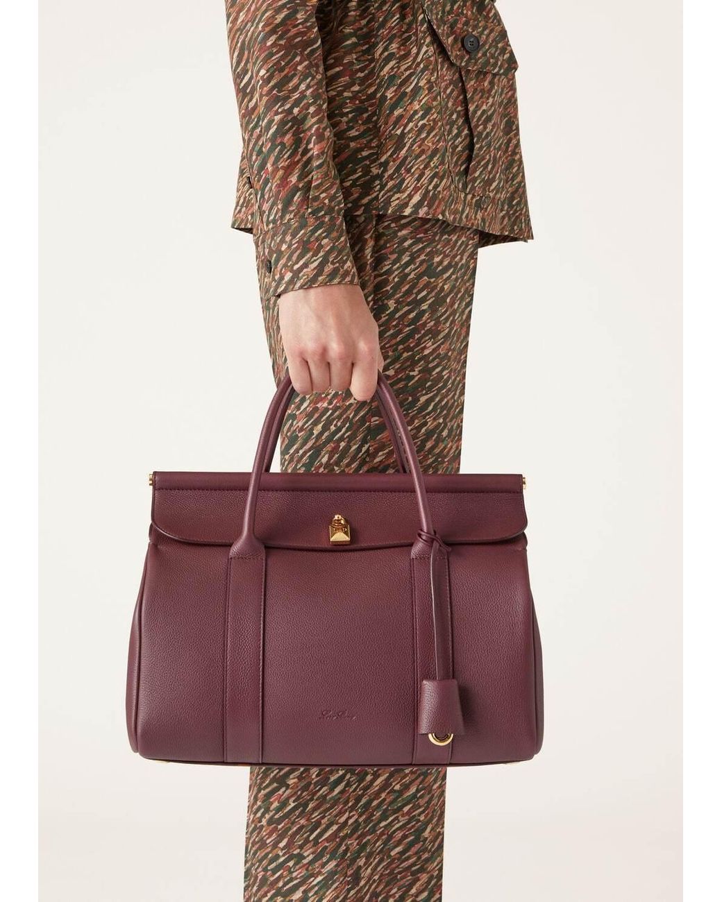 Loro Piana Purple Double-Handle Handbag