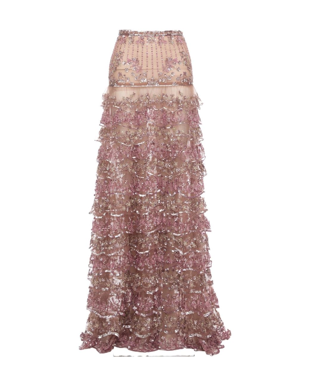 Valentino Pink Sequined Midi Skirt