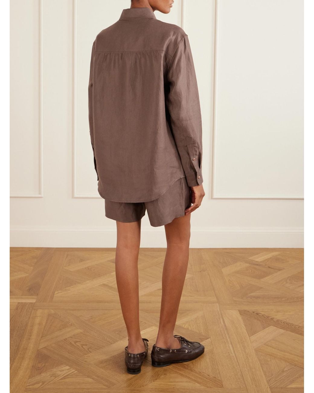 God's True Cashmere Brown Cocoa Linen Shirt