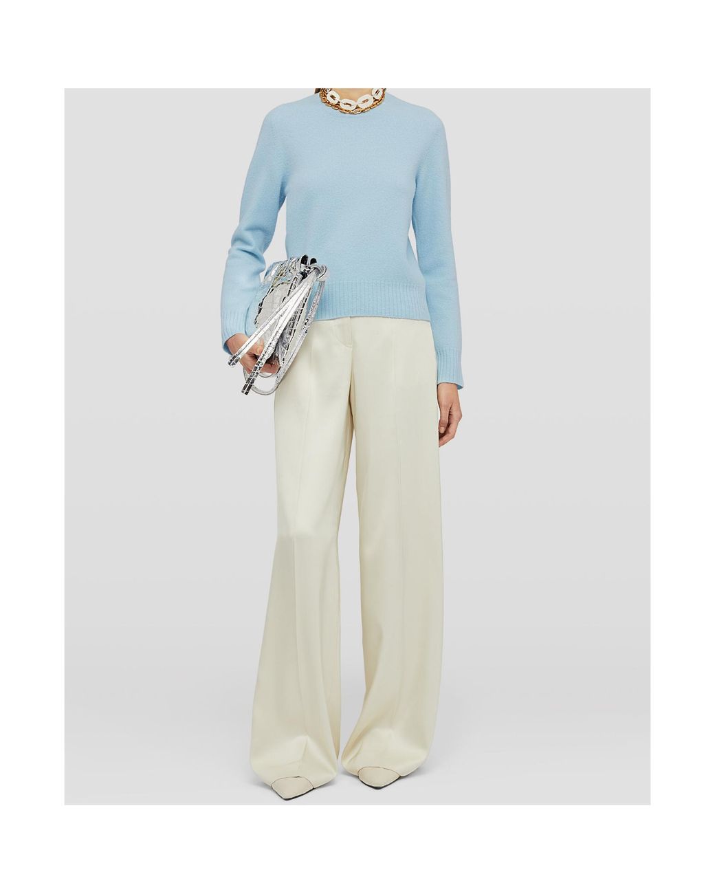 Jil Sander Blue Crewneck Long-Sleeved Jumper