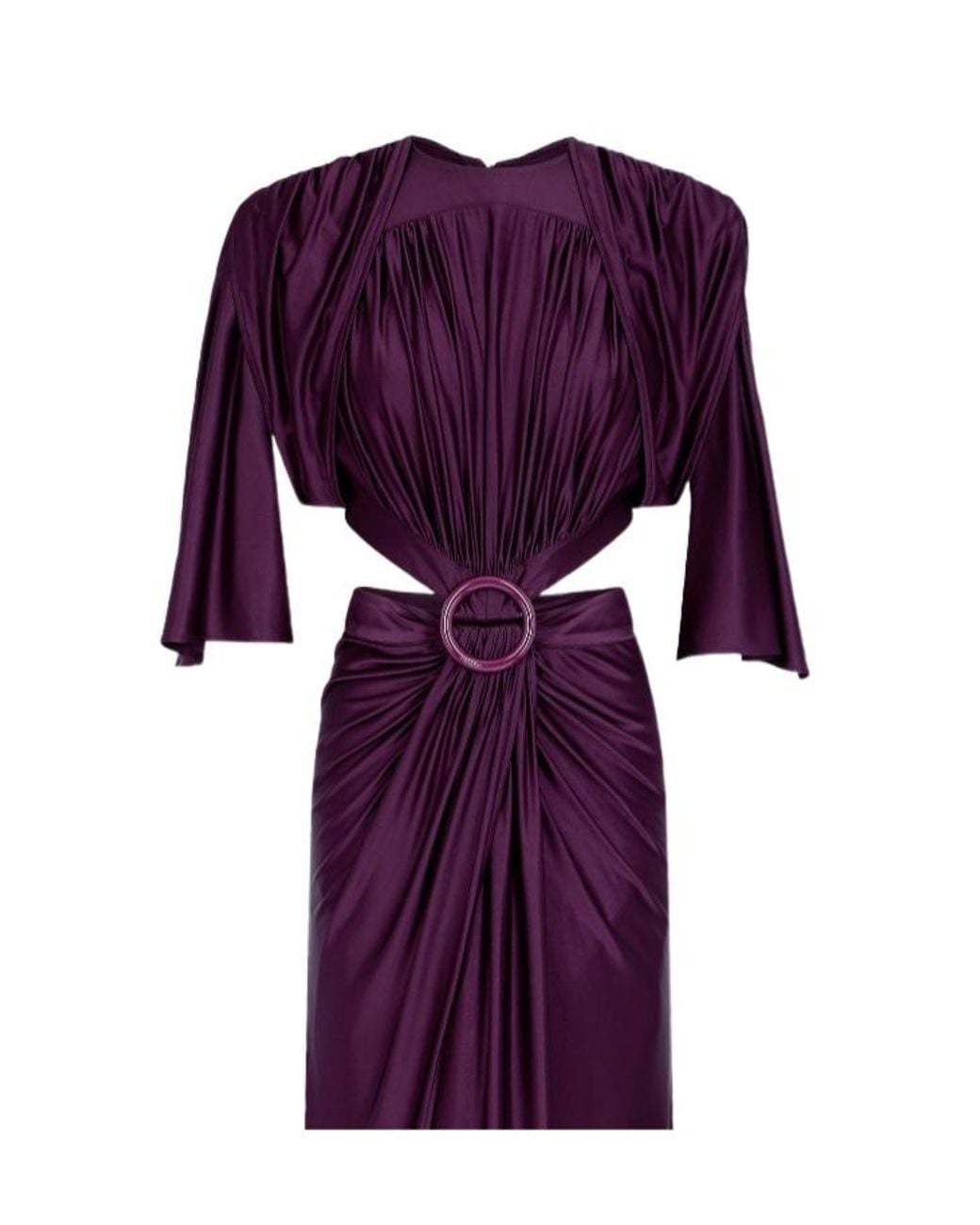 Rabanne Purple Rabanne Ring-Detailed Ruched Maxi Dress