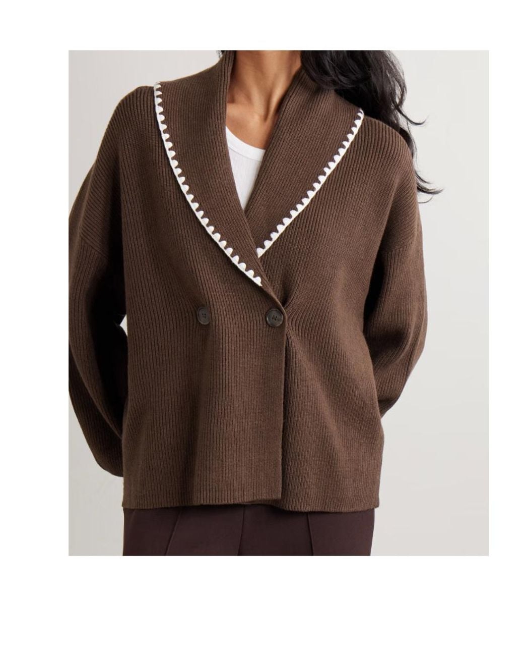 Varley Brown Long-Sleeved Cardigan
