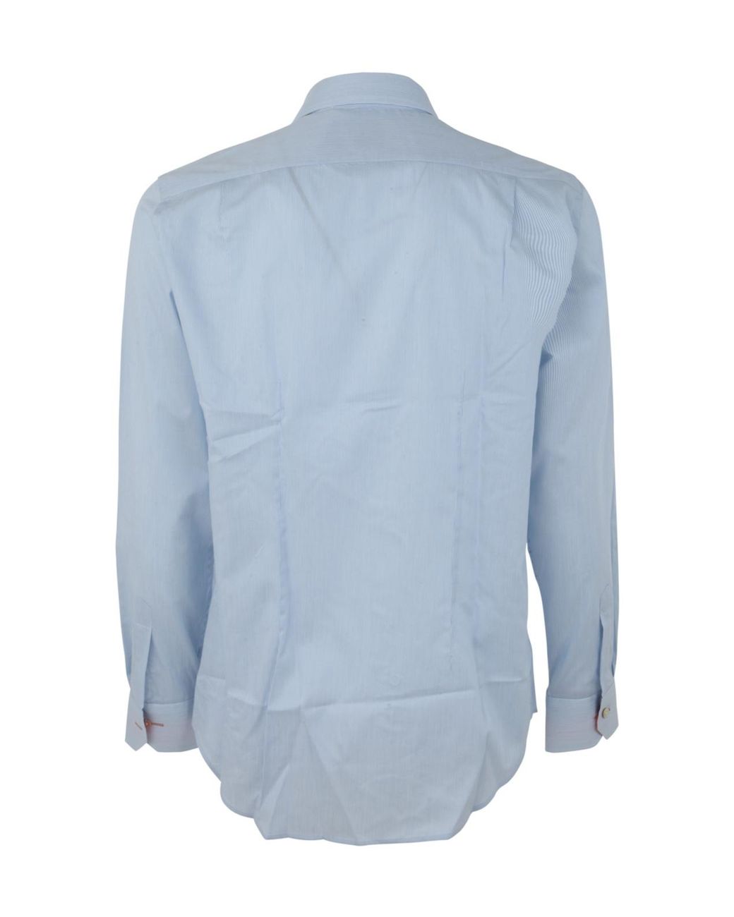 Paul Smith Blue Striped Curved Hem Shirt for men