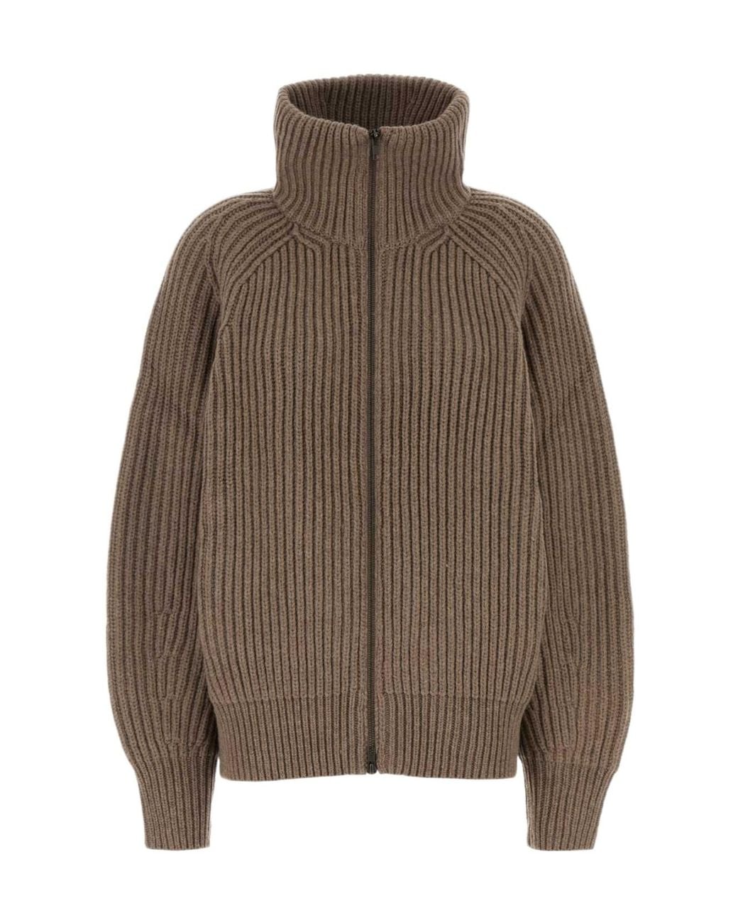 Soeur Brown Jasper Ribbed-Knit Cardigan
