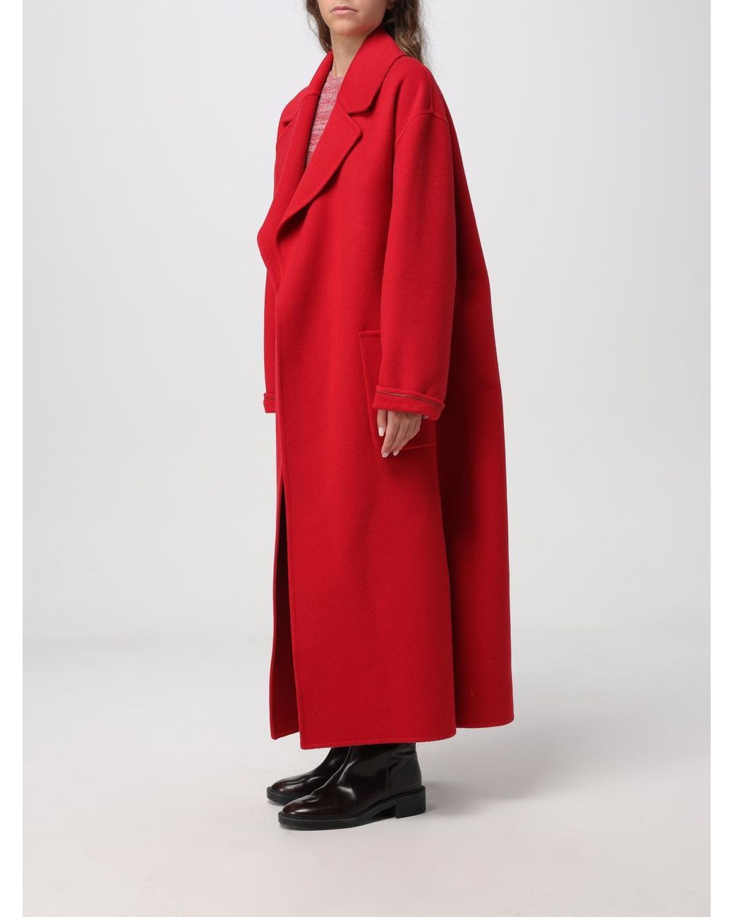 Fabiana Filippi Red Coat With Wide Notched Revers
