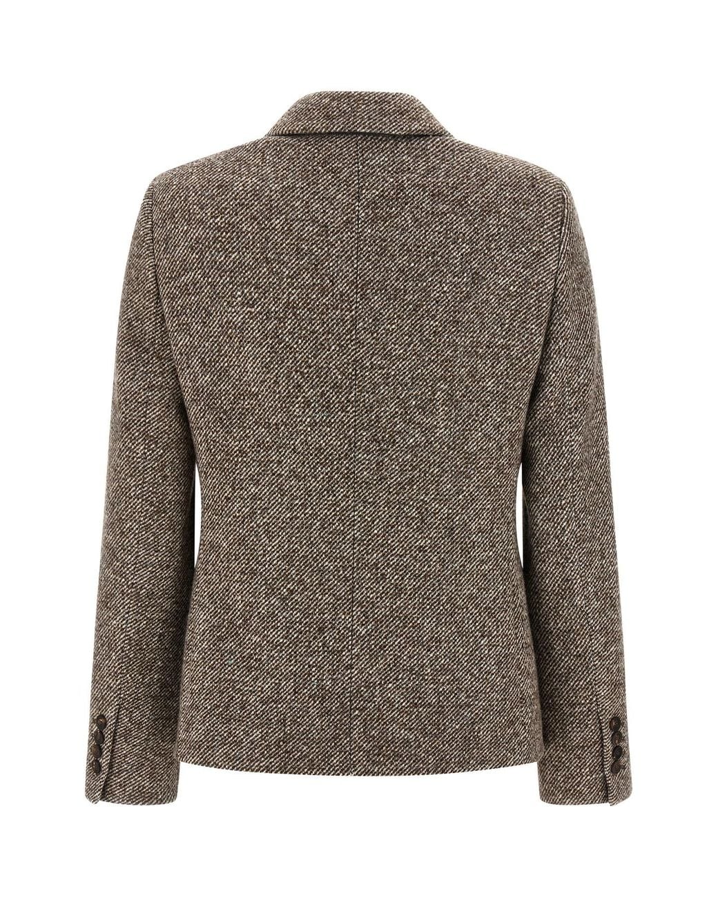 Brunello Cucinelli Brown Double-Breasted Long Sleeved Blazer