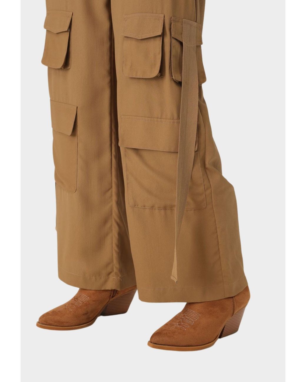 Twinset Natural Wide-Leg Cargo Trousers