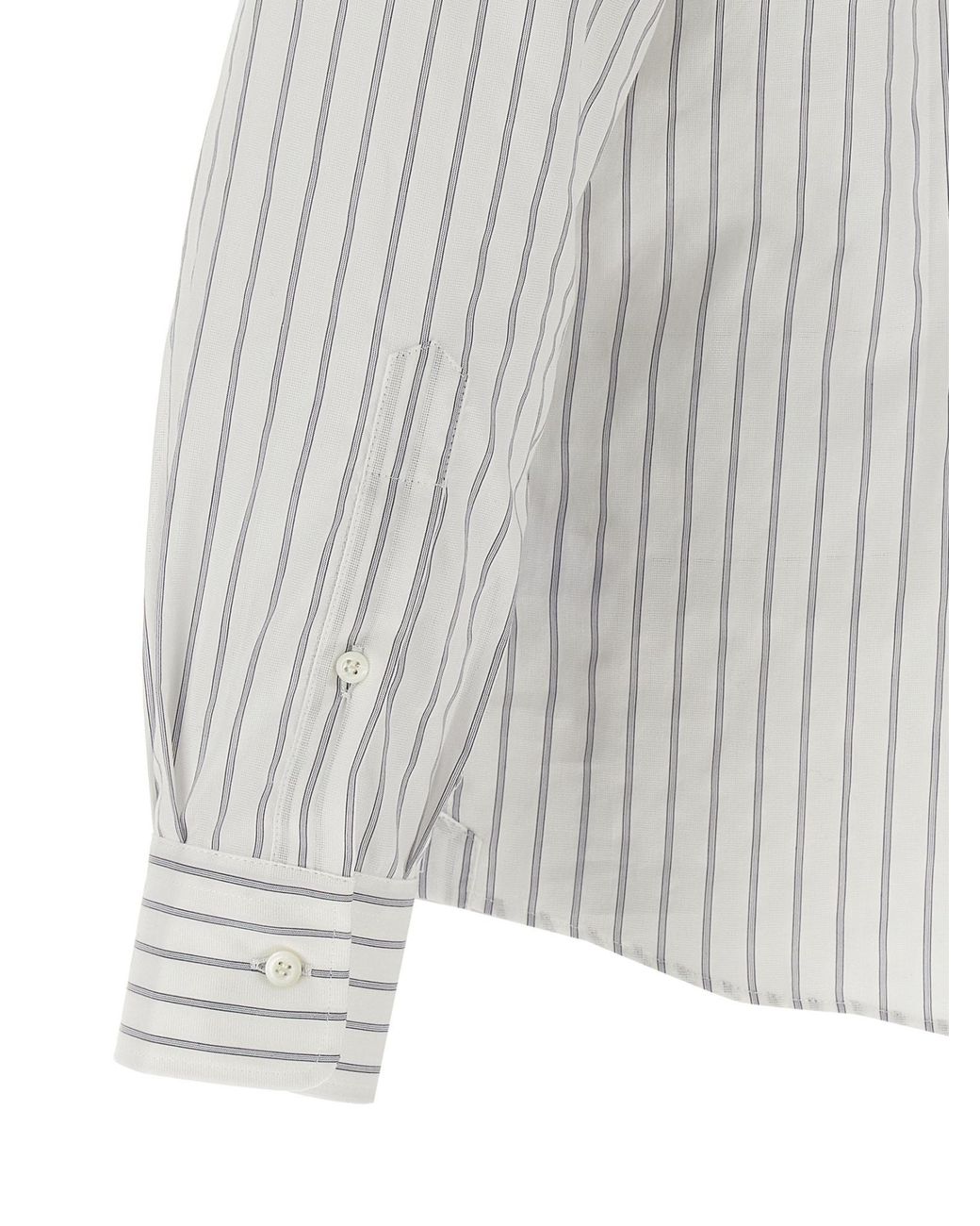Brunello Cucinelli White Striped Button-Up Shirt for men