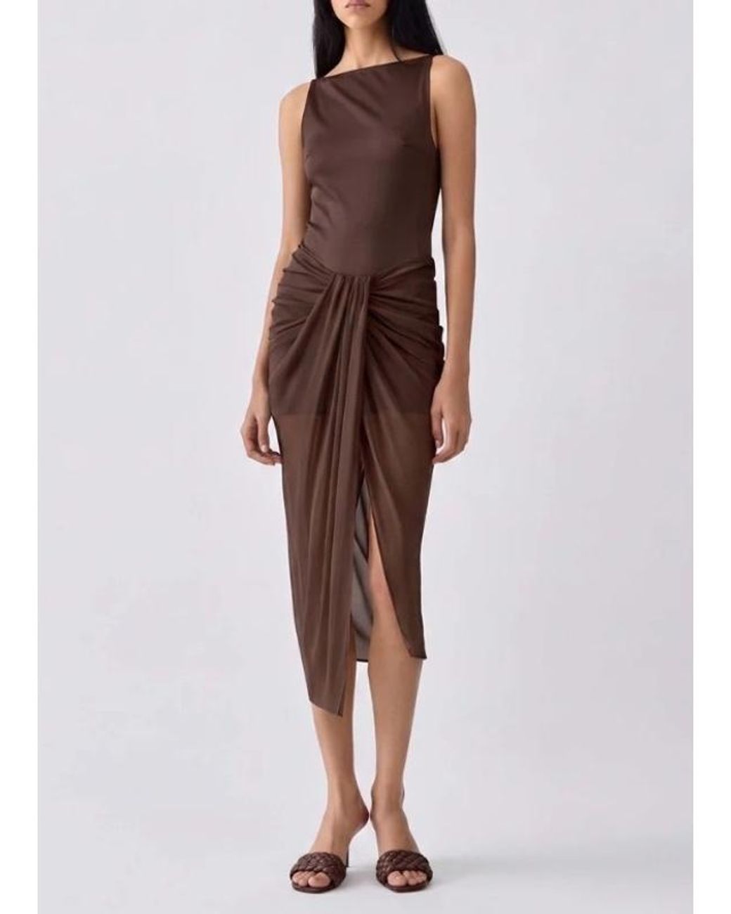 Jacquemus Brown The Paréo Draped Asymmetric Hem Skirt
