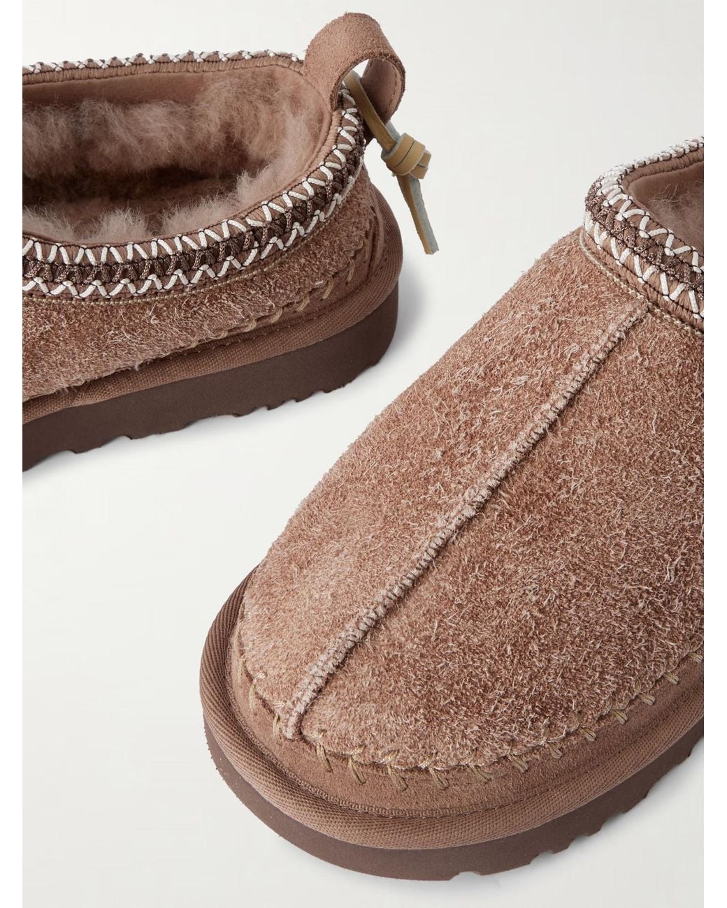 Ugg Brown Shearling-Lined Brushed-Suede Slippers