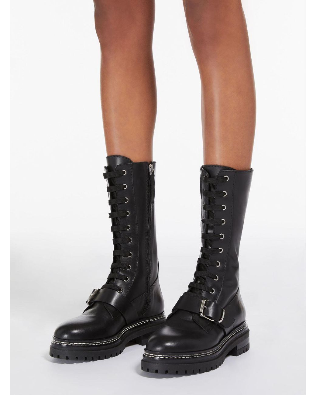 Weekend by Maxmara Black Tana Combat Boots