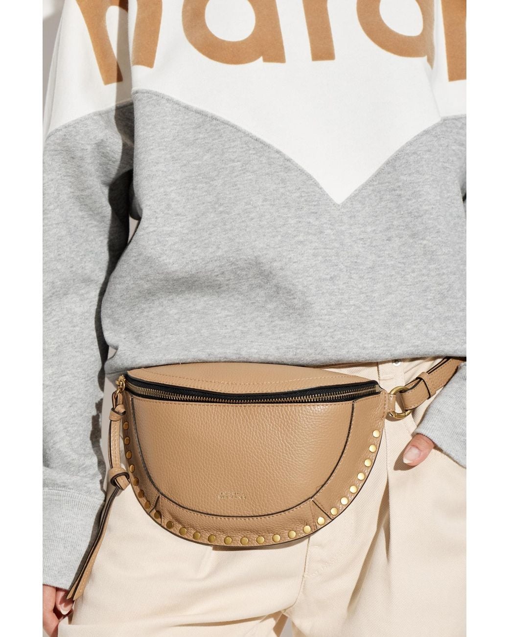 Isabel Marant Natural Skano Studded Belt Bag