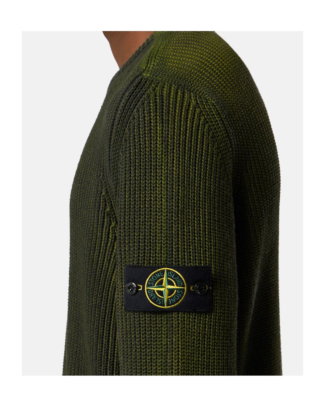Stone Island Green Logo Patch Knitted Jumper for men
