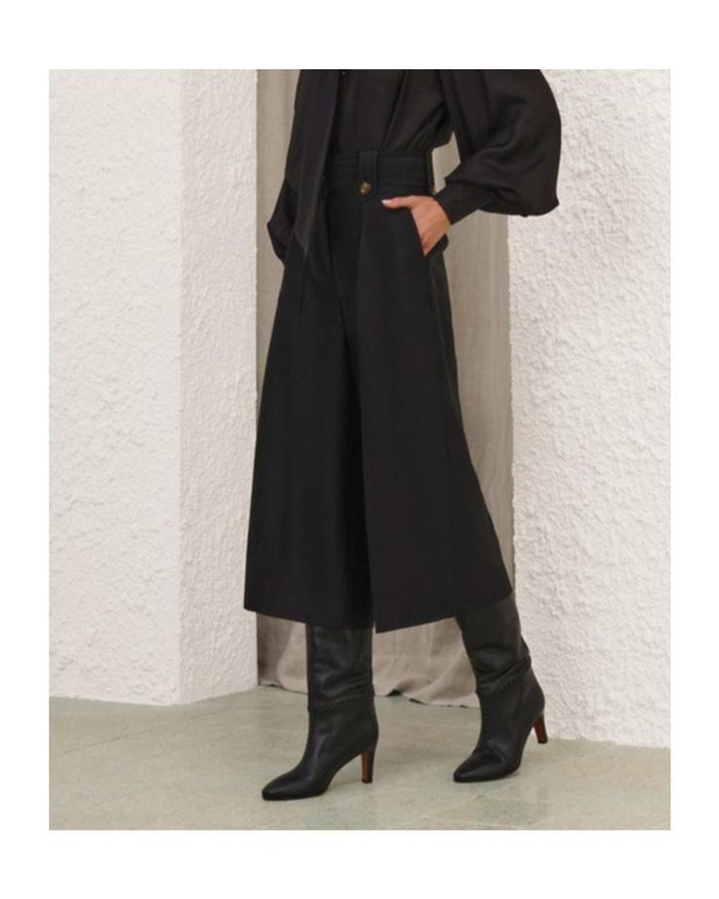 Zimmermann Black Valiant High-Waist Culotte Pants