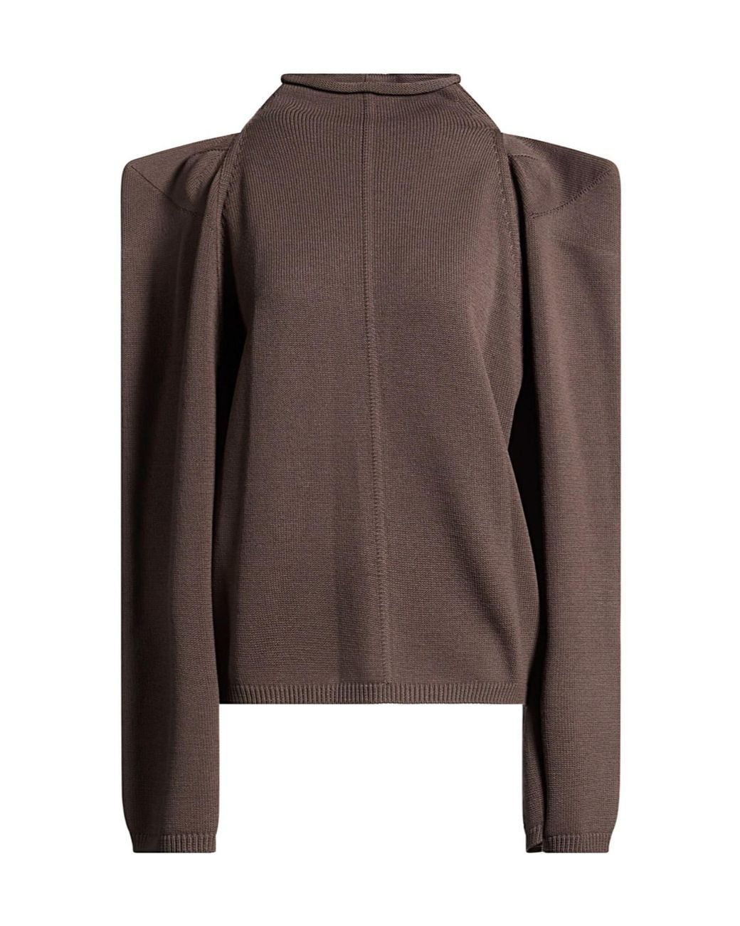 Rick Owens Brown Solid-Color Thick Wool Knit Sweater