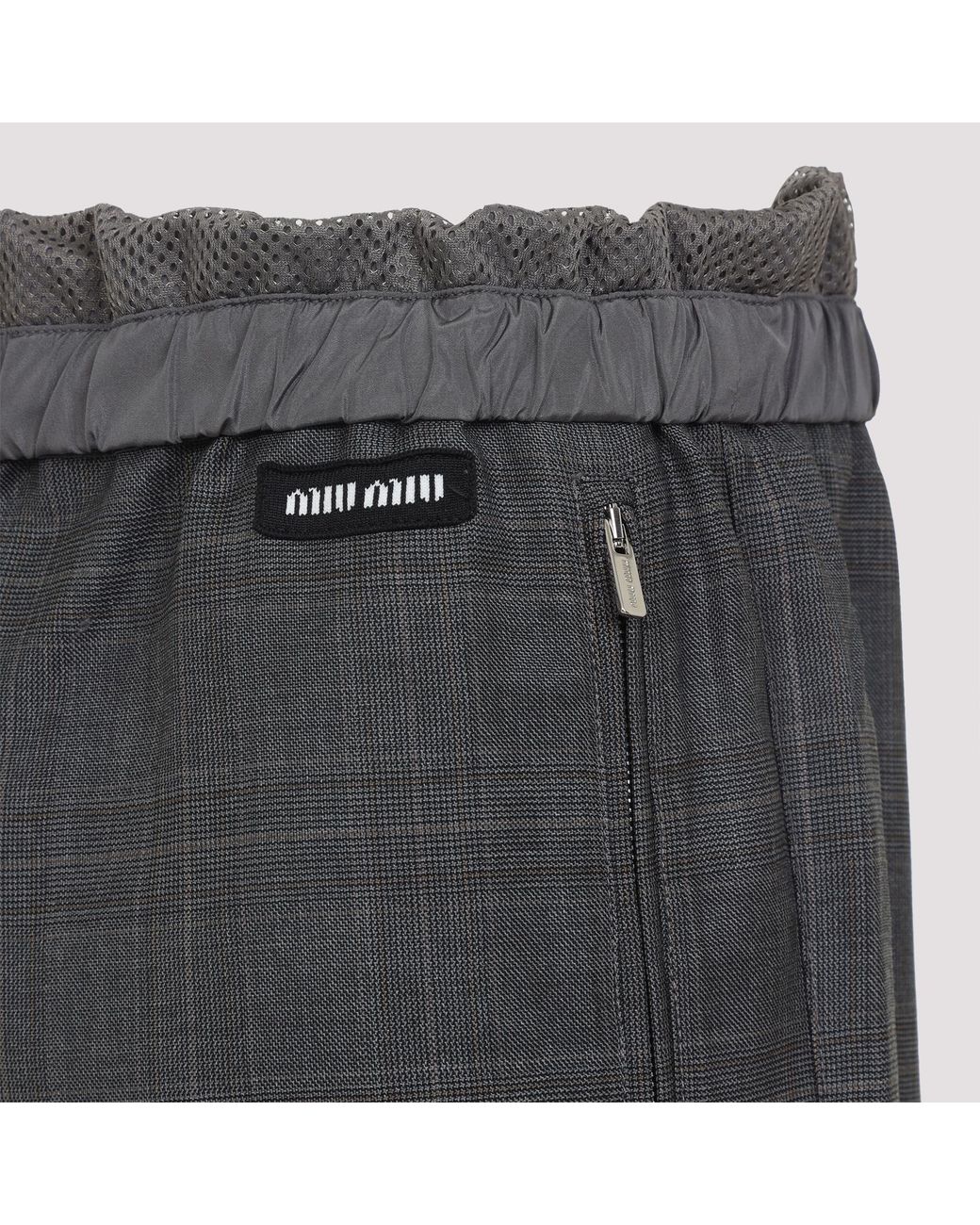 Miu Miu Gray Prince Of Wales Checked Joggers