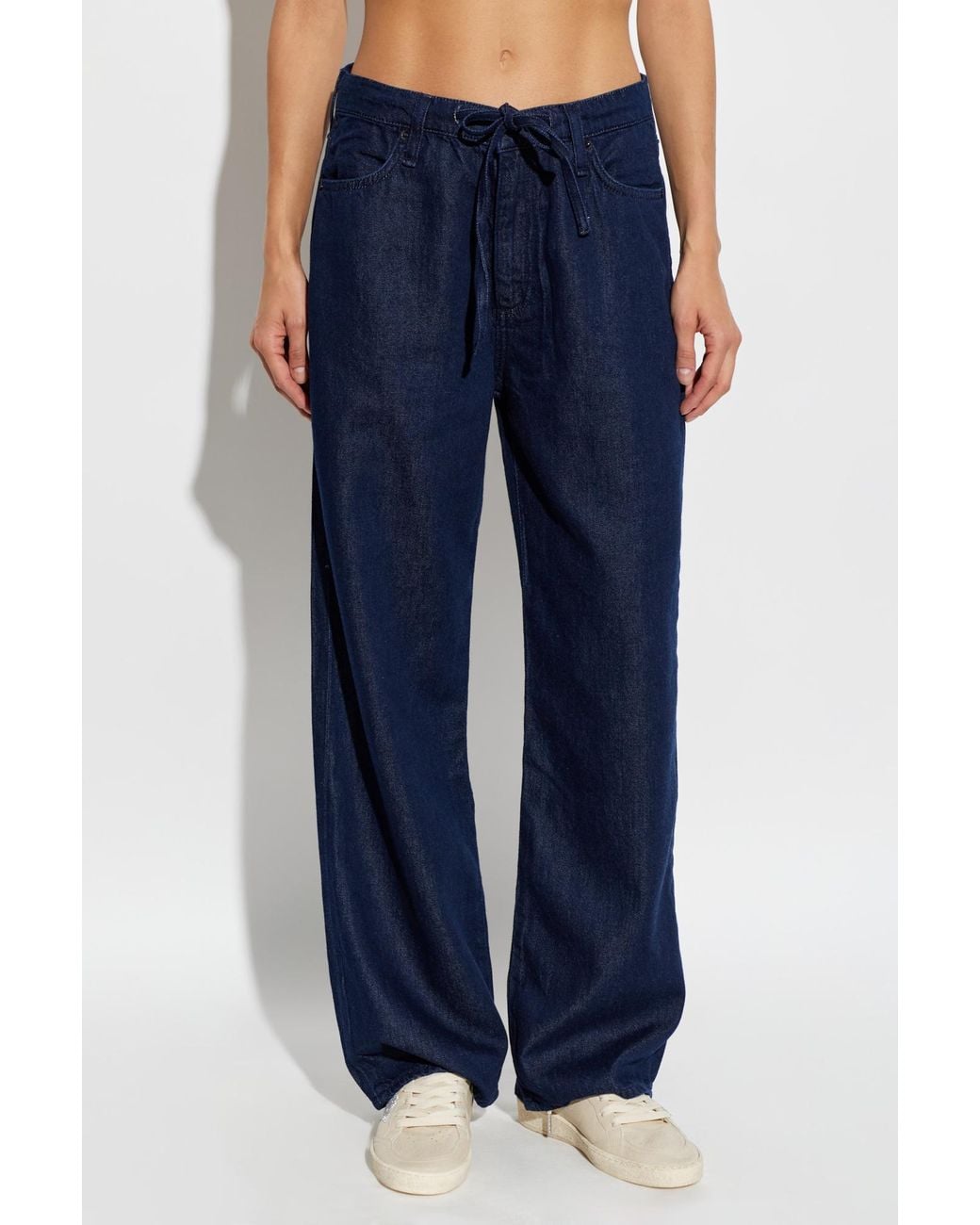 Rag & Bone Blue Drawstring Wide-Leg Jeans
