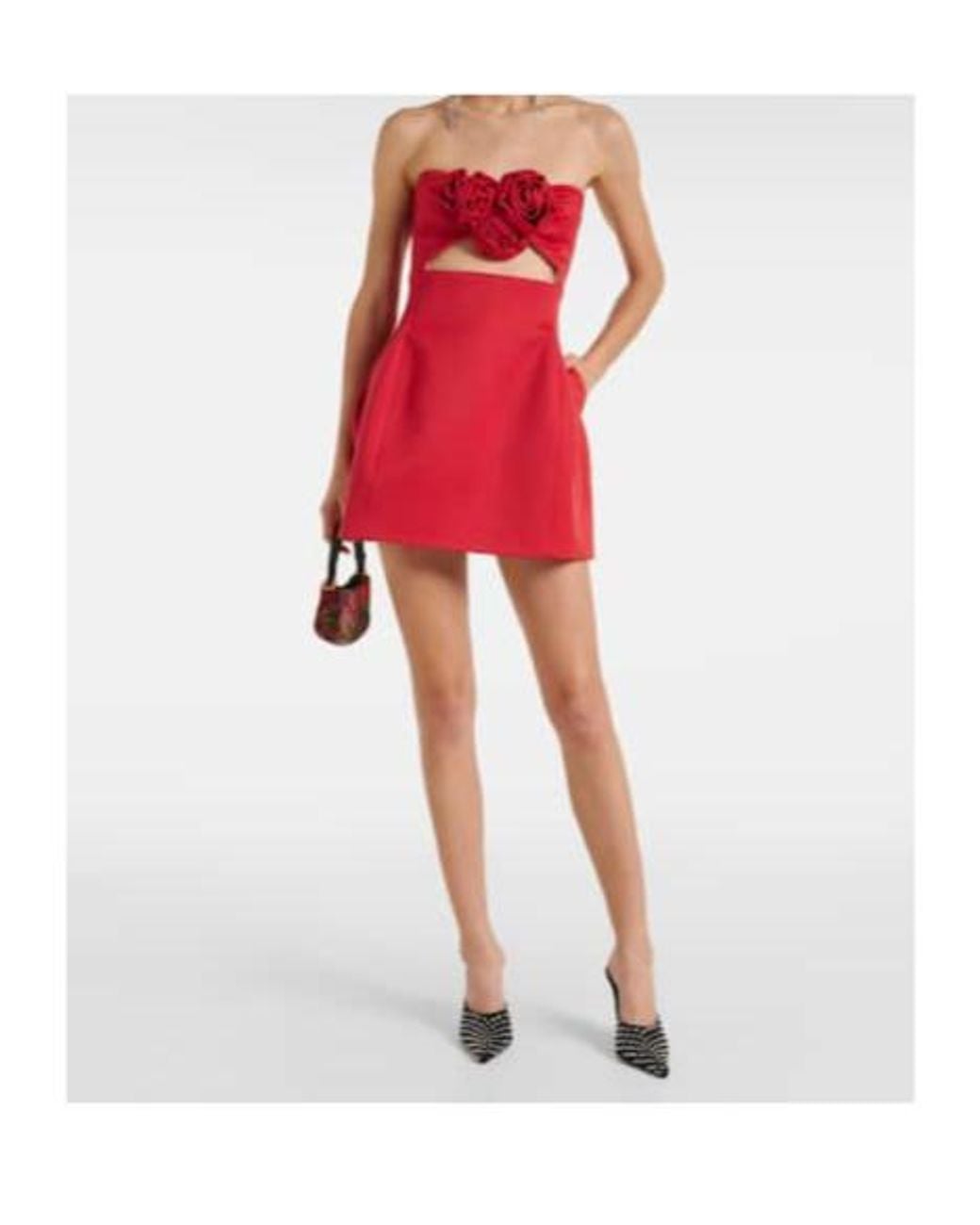 Magda Butrym Red Cutout Wool-Blend Bustier Dress