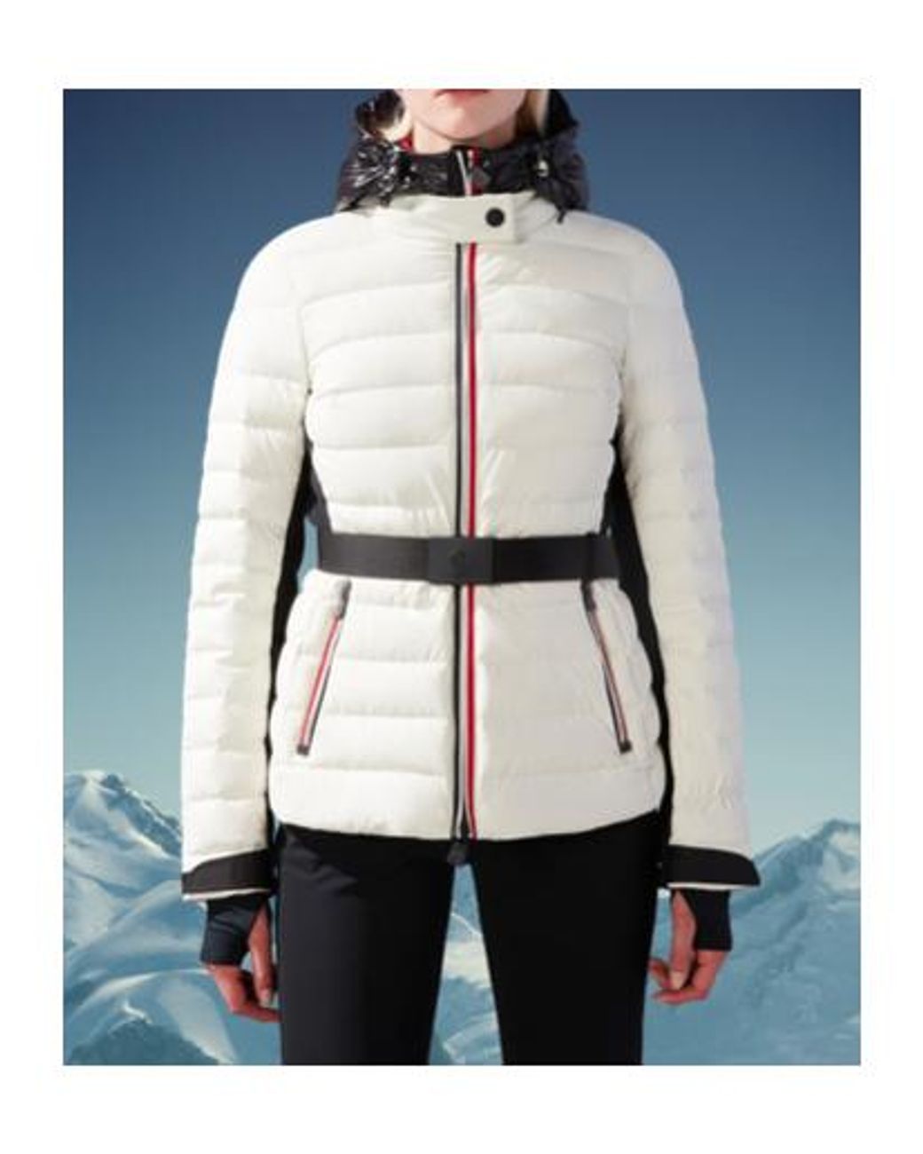 Moncler White Bruche Hooded Down Ski Jacket