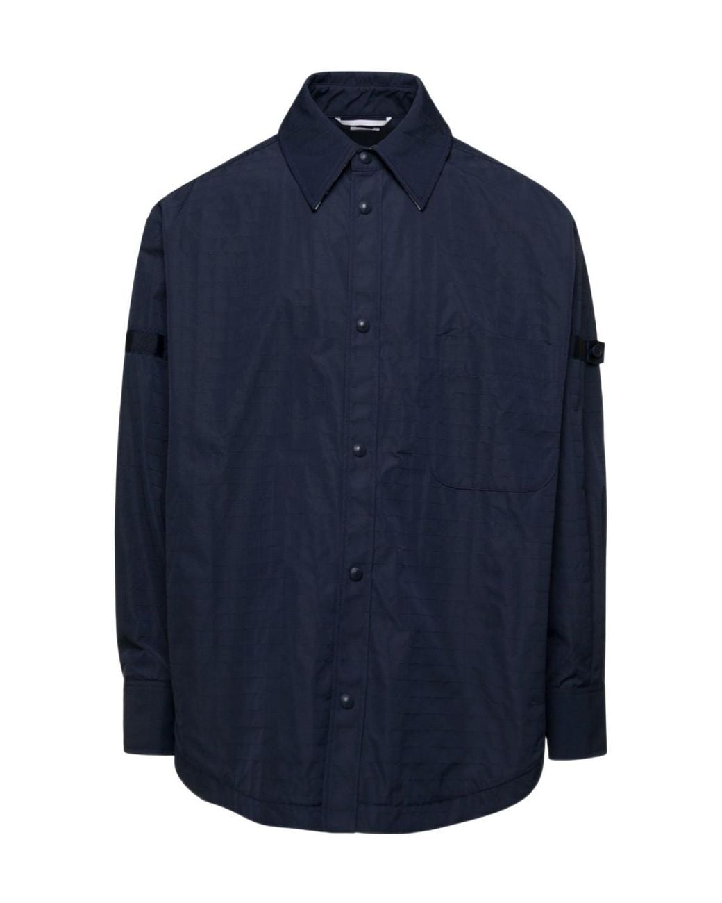 Thom Browne Blue Ripstop Armbands Oversized Shirt Jacket for men