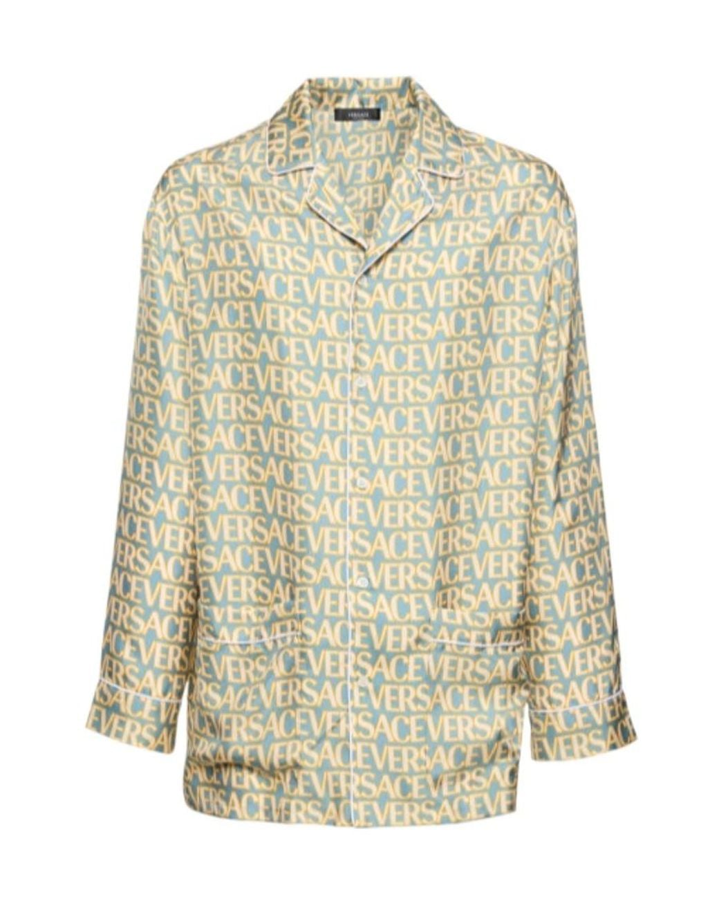 Versace White Printed Twill Shirt for men