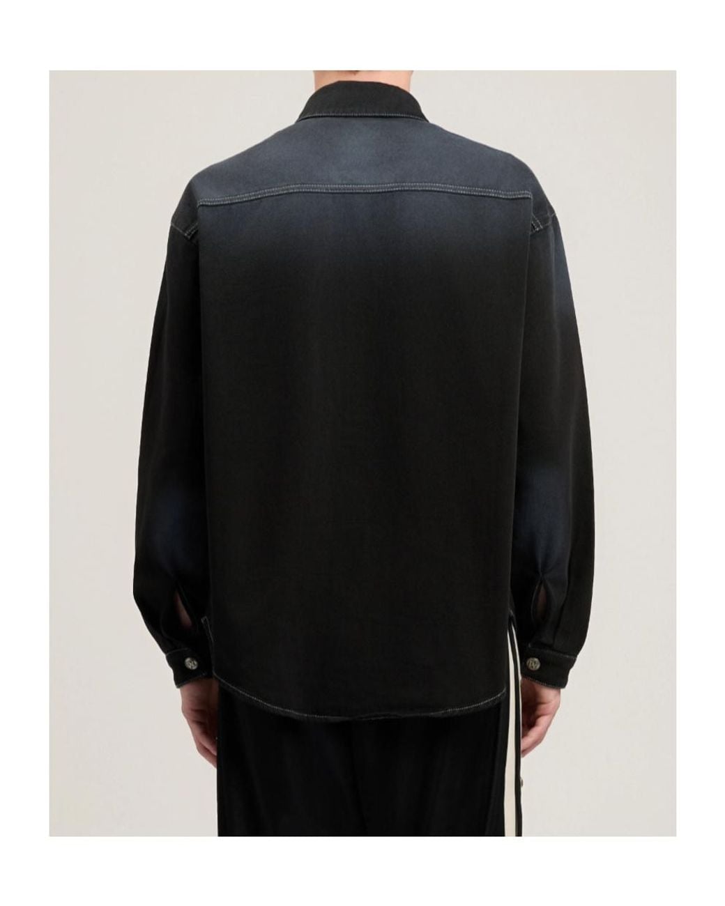 Palm Angels Black Classic Logo Loose Denim Shirt for men